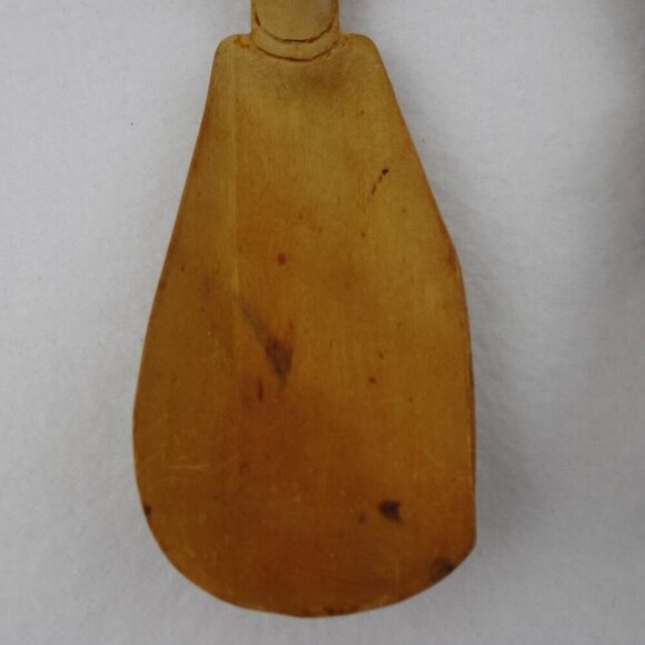 Carved Wood Salad Servers Set Kitchen Utensils Spoon & Fork Vintage - Picture 6 of 8